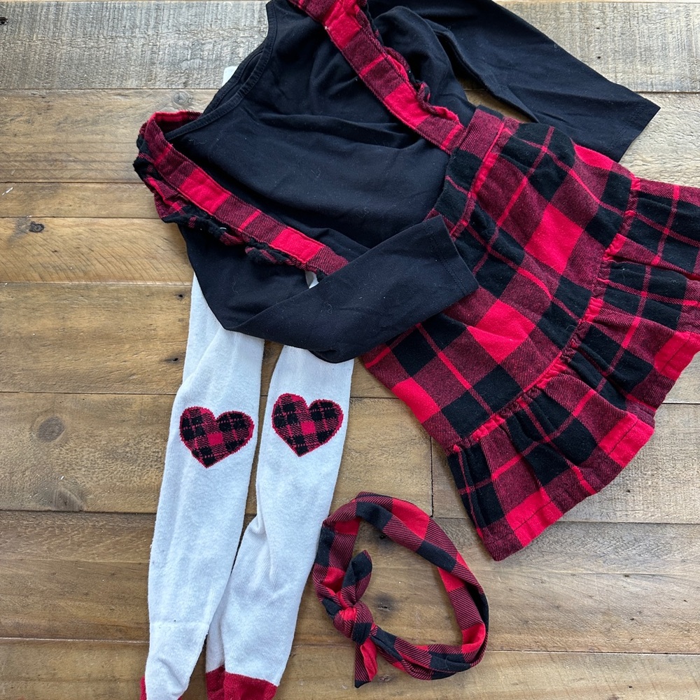 Buffalo Plaid Girls Red and Black 4-Piece Set